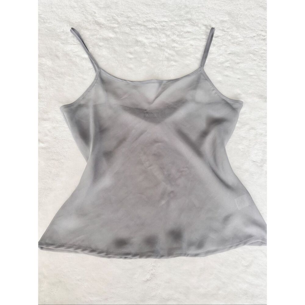 Vintage Y2K Apt. 9 Gray Chiffon Cami Tank Top L 90s 2000s Layering Blouse